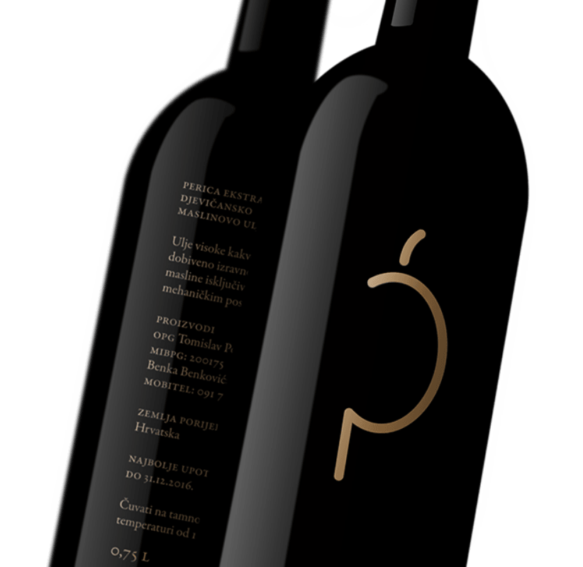 Perica olive oil bottle label detail